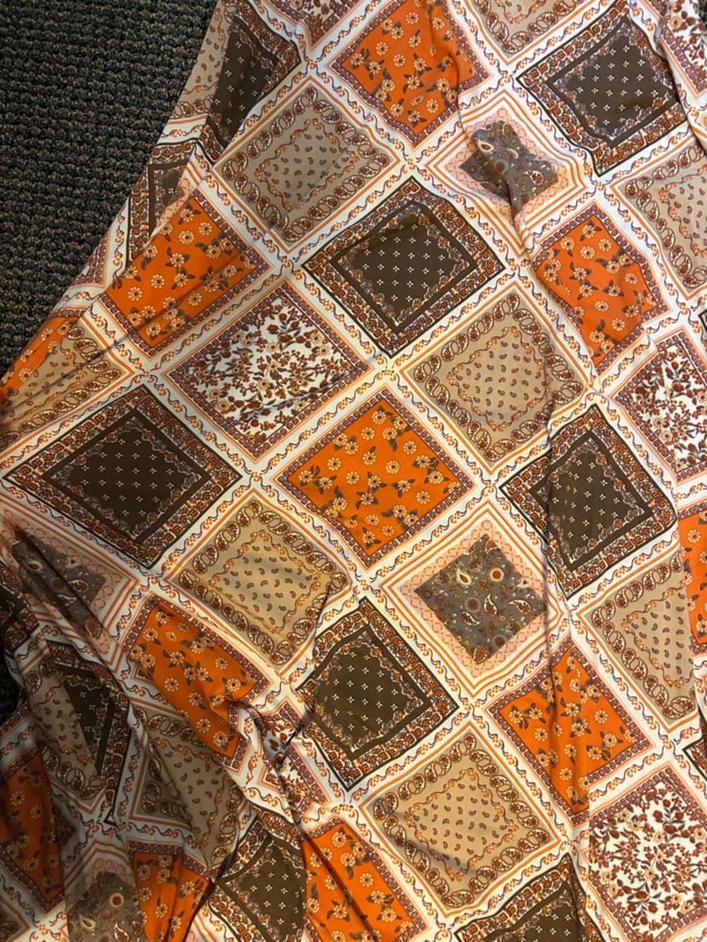 EARTHBOUND Orange and Brown Patchwork Maxi Skirt - Picture 3 of 6